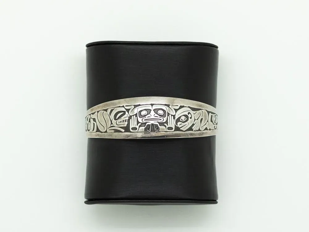 Barry Herem Sterling Engraved Frog Totemic Cuff  - 2