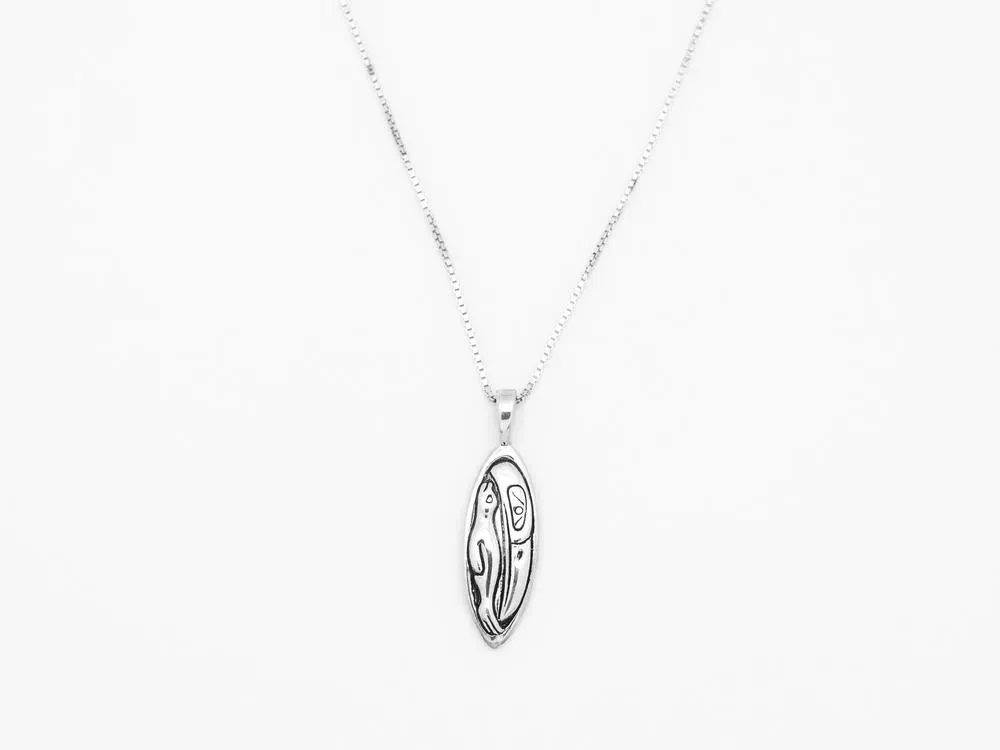 Sterling Silver Raven & Seal Double Sided Necklace - 1