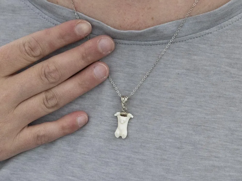 SS Mammoth Ivory “Hanging Bear Mini” Necklace - 3