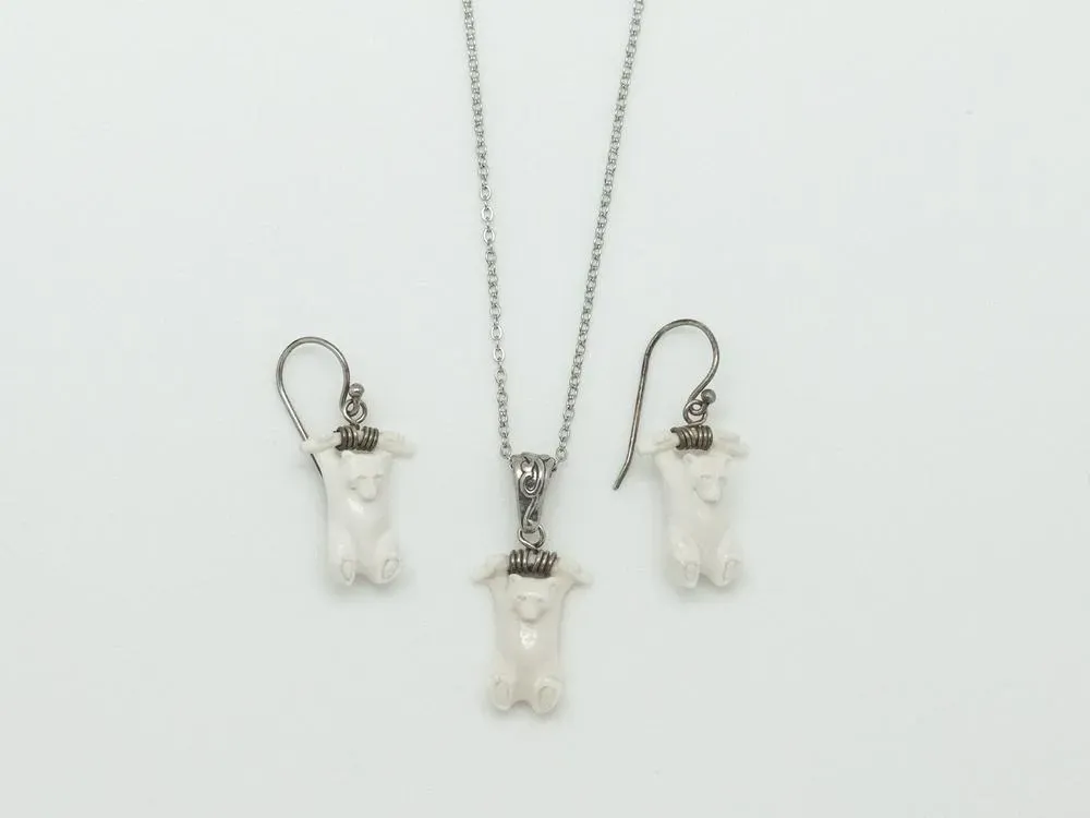 SS Mammoth Ivory “Hanging Bear Mini” Necklace - 2