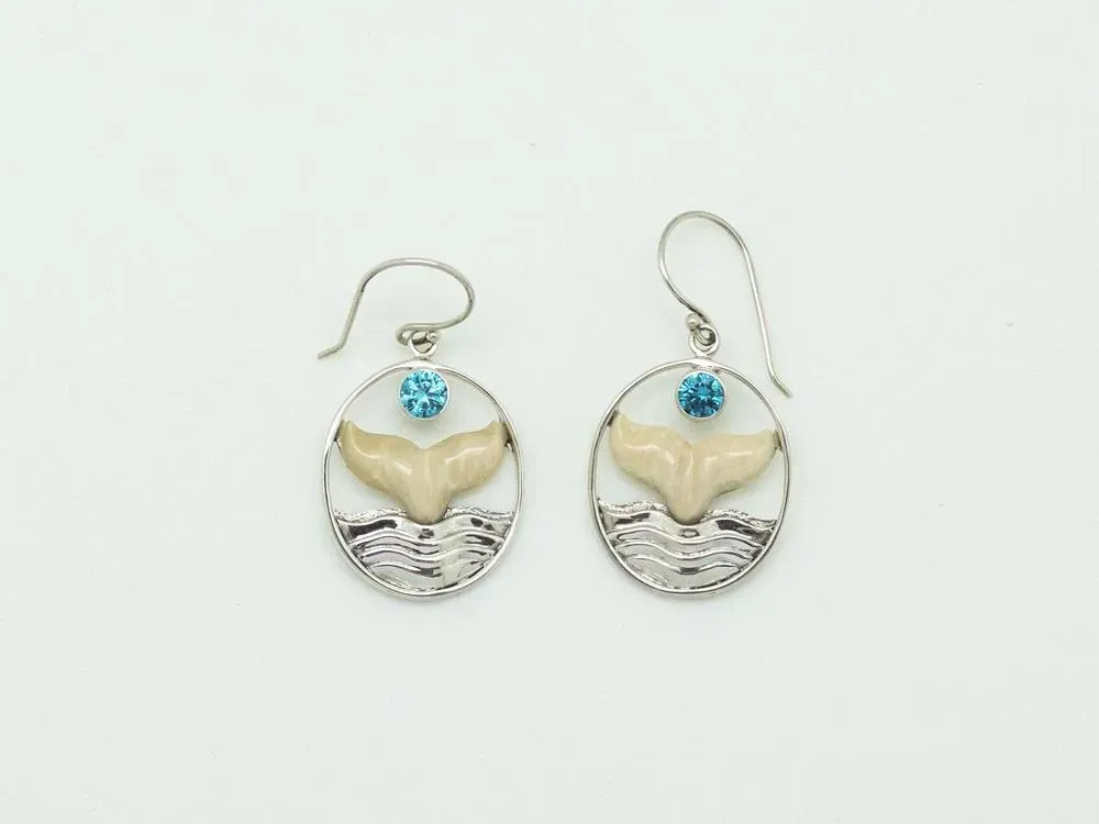 Walrus Ivory Sterling Silver Earrings “Whale Song”  - 1