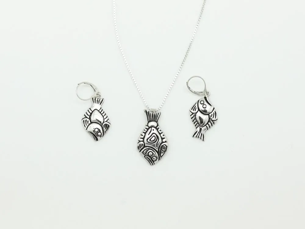 Engraved Halibut Pendant Sterling Silver - 2
