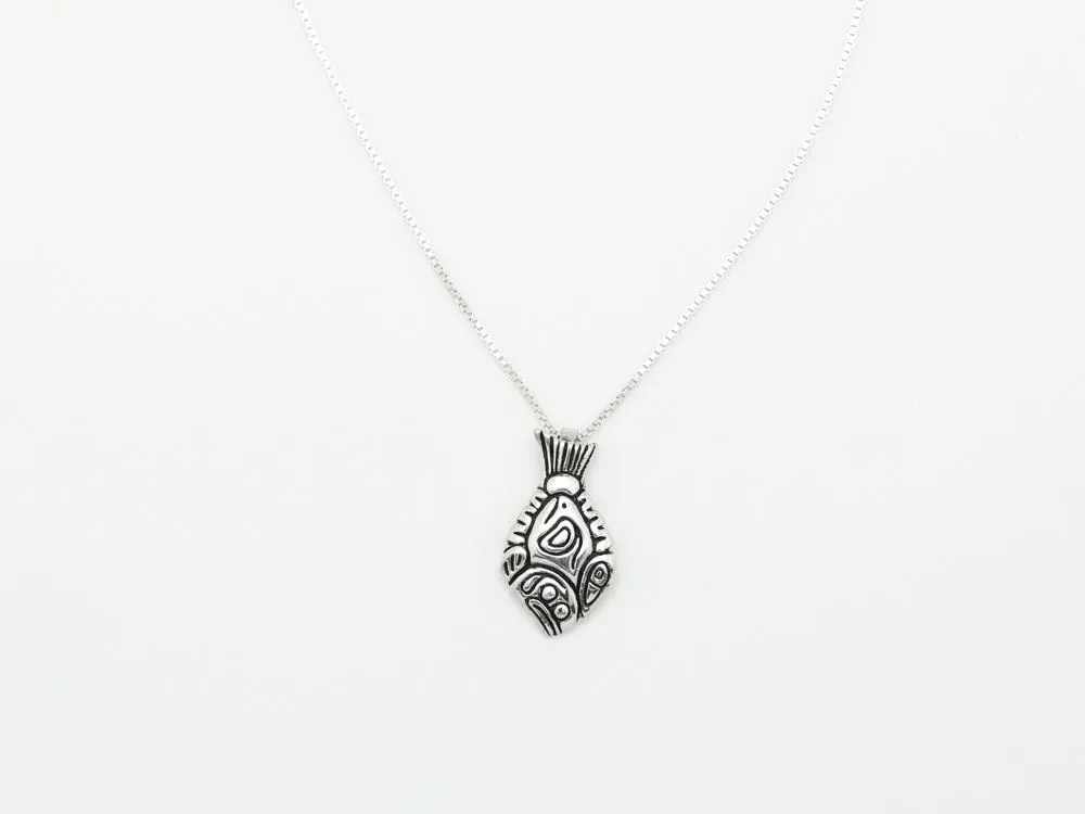 Engraved Halibut Pendant Sterling Silver - 1