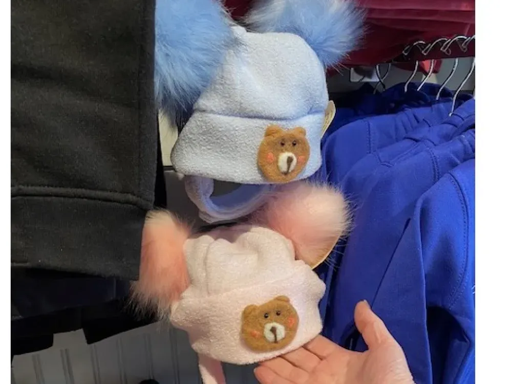 Bear Pom Pom Fleece Hat for Infants and Kids - 2