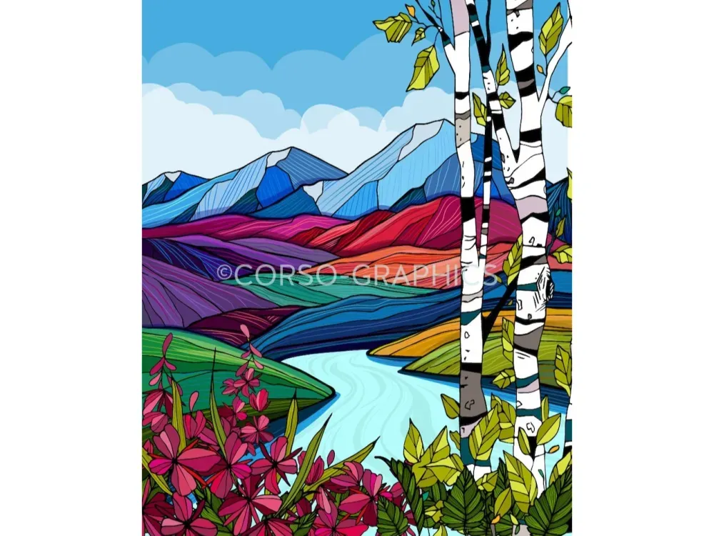 Canvas Art Print "Summer Scene" by Alaskan Artist Annie Brace Corso - 2