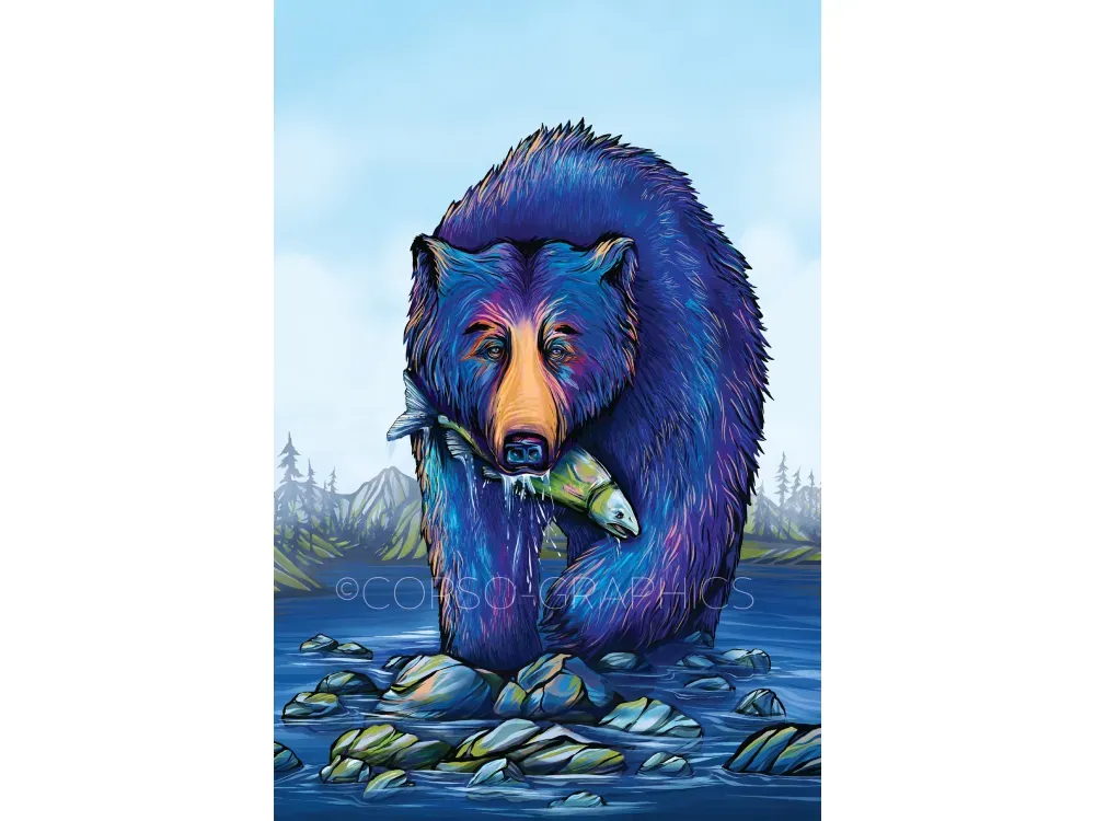 Canvas Art Print "River Bear" by Alaskan Artist Annie Brace Corso - 2