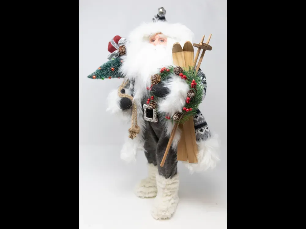 Grey Skiing Santa 18” - 1
