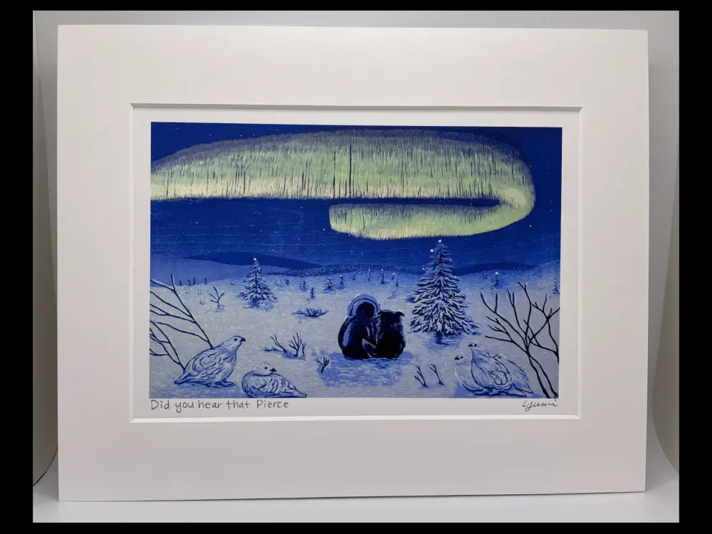 "Did you hear that Pierce?" Woodblock Reduction Reproduction Print by Yumi Kawaguchi - 2