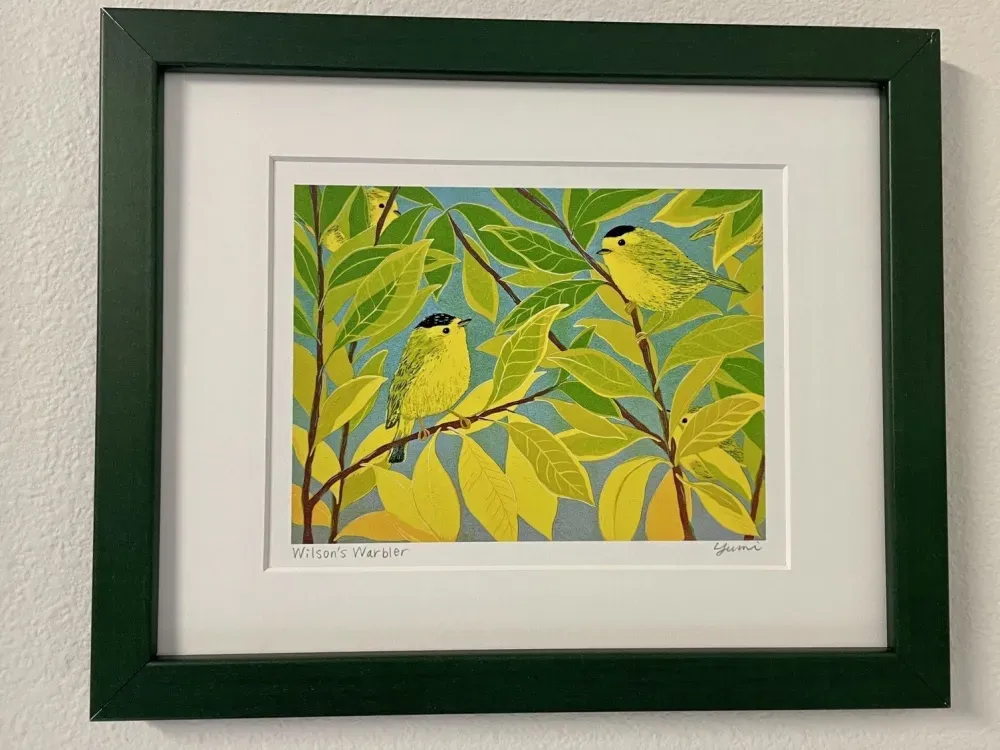 "Puffin Family" Woodblock Reduction Reproduction Print by Yumi Kawaguchi - 2