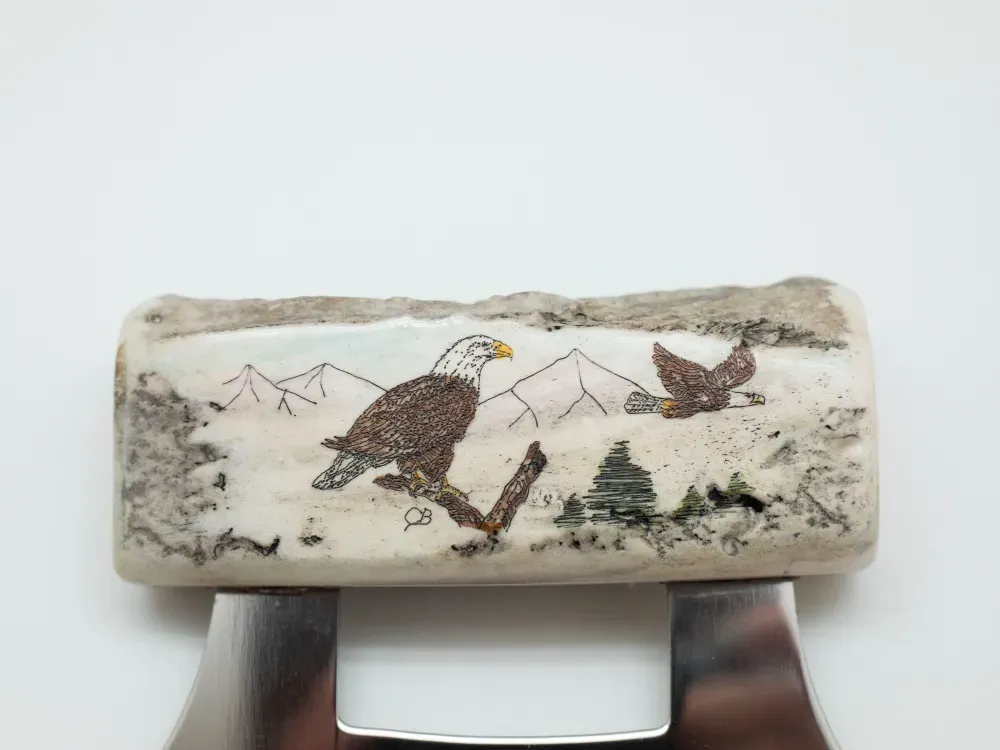 Old Time Distributors: Alaska Scrimshaw Antler Ulus - 3