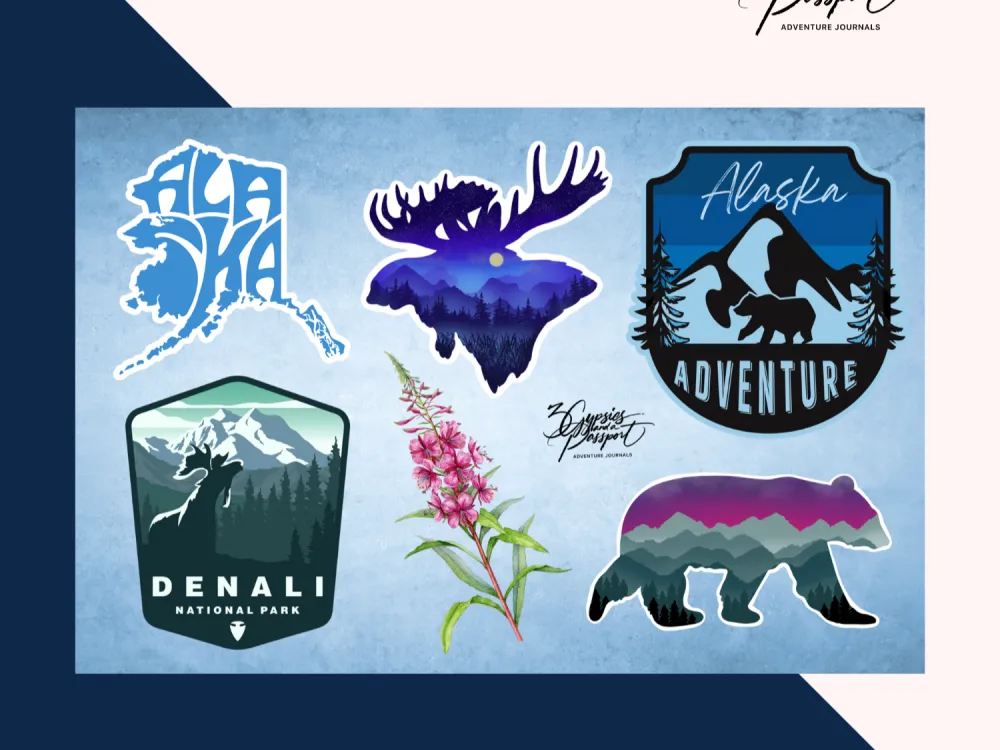 Alaska Travel Journal Sticker Sheet - 1