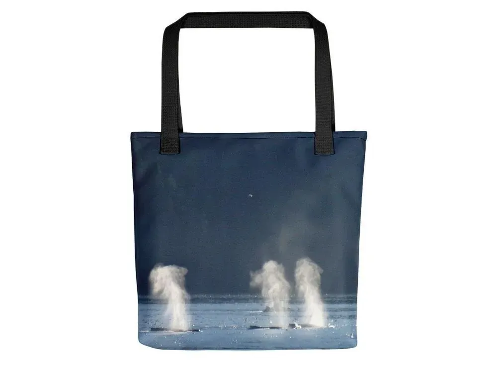 Whales in Silver Bay Tote Bag - 1