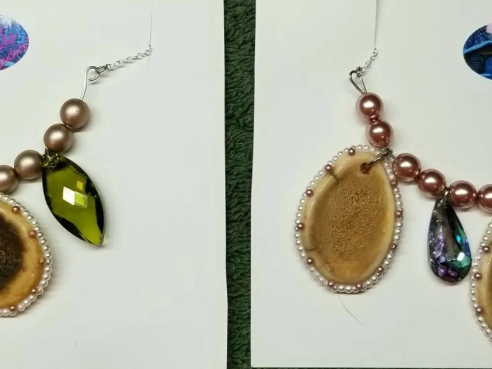 Multiple Antler Slice Necklace w/ Swarovski Crystals - 2