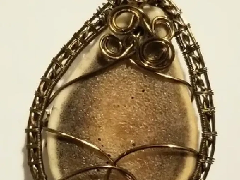 Wire Wrapped Antler Slice Pendant - 1