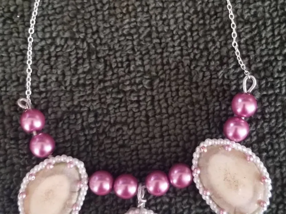 Antler Slice and Pearl Beaded Necklace - 4