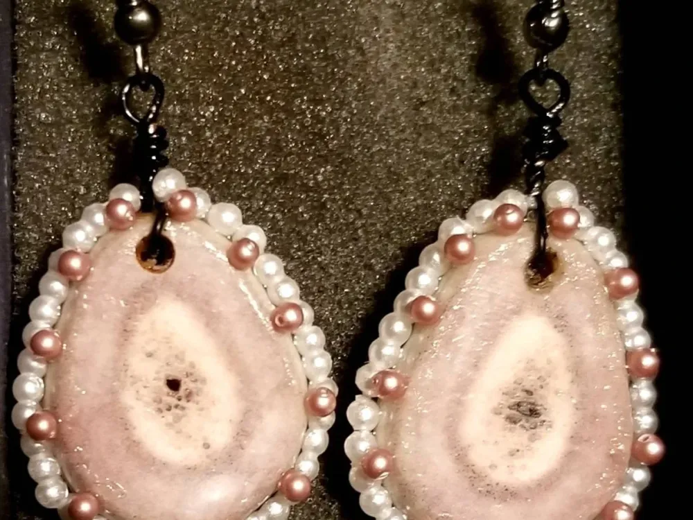 Beaded Antler Slice Earrings - 3