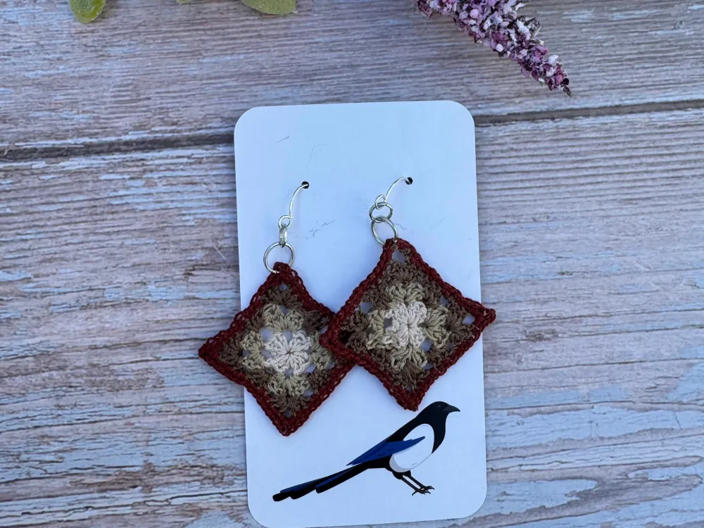 Micro-Crochet Granny Square Earrings - 5