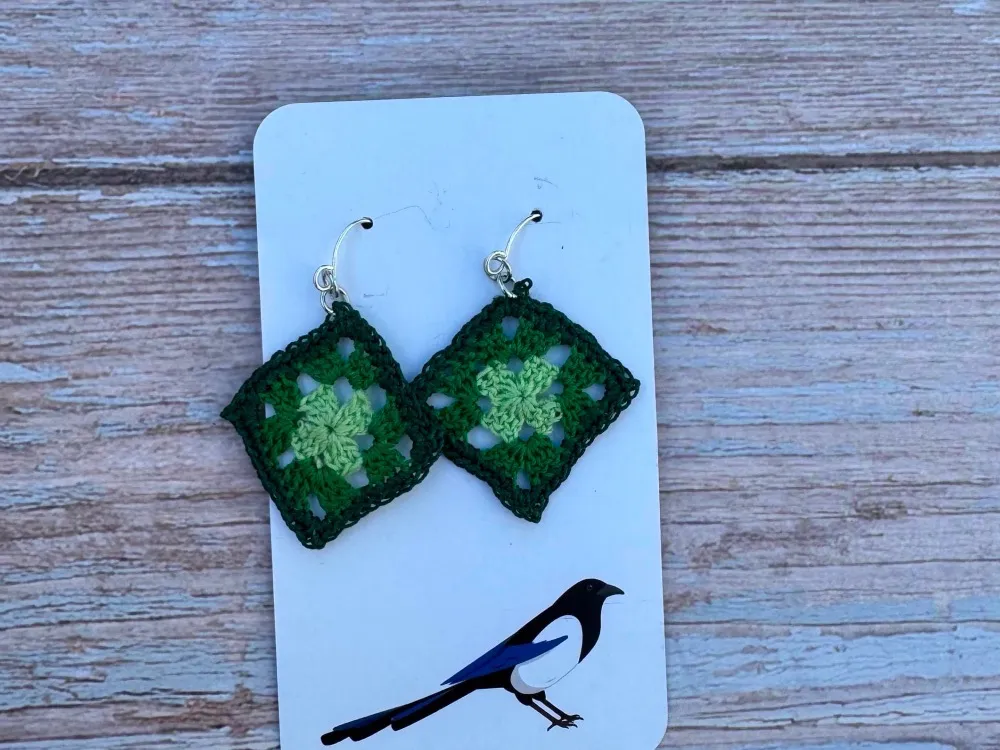 Micro-Crochet Granny Square Earrings - 2