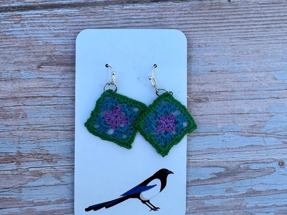 Micro-Crochet Granny Square Earrings - 4