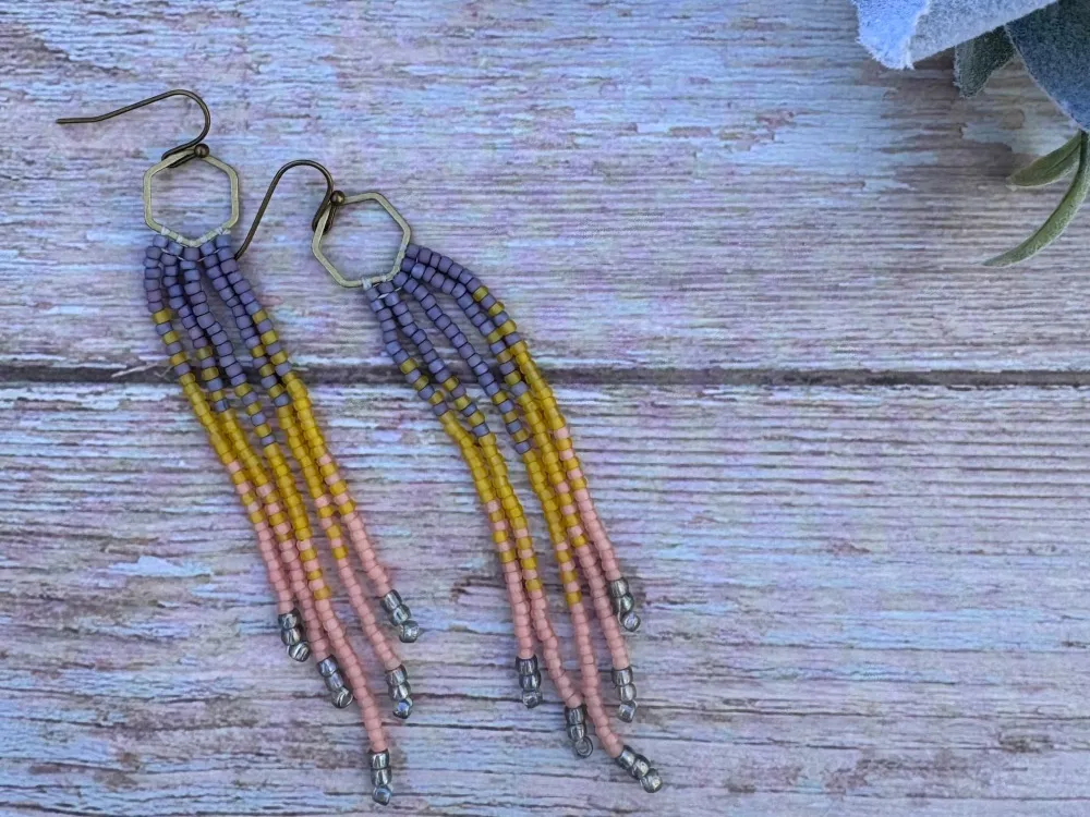 Beaded Long Fringe earrings - 2