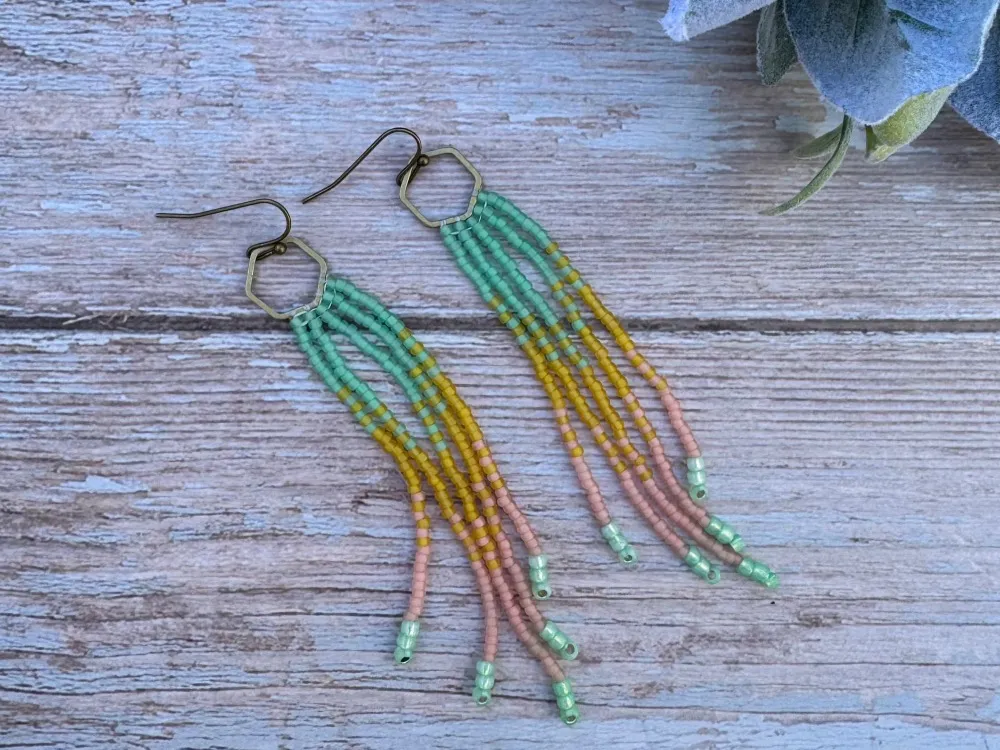 Beaded Long Fringe earrings - 3