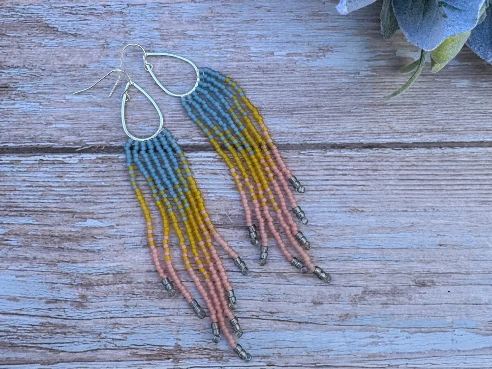 Beaded Long Fringe earrings - 4