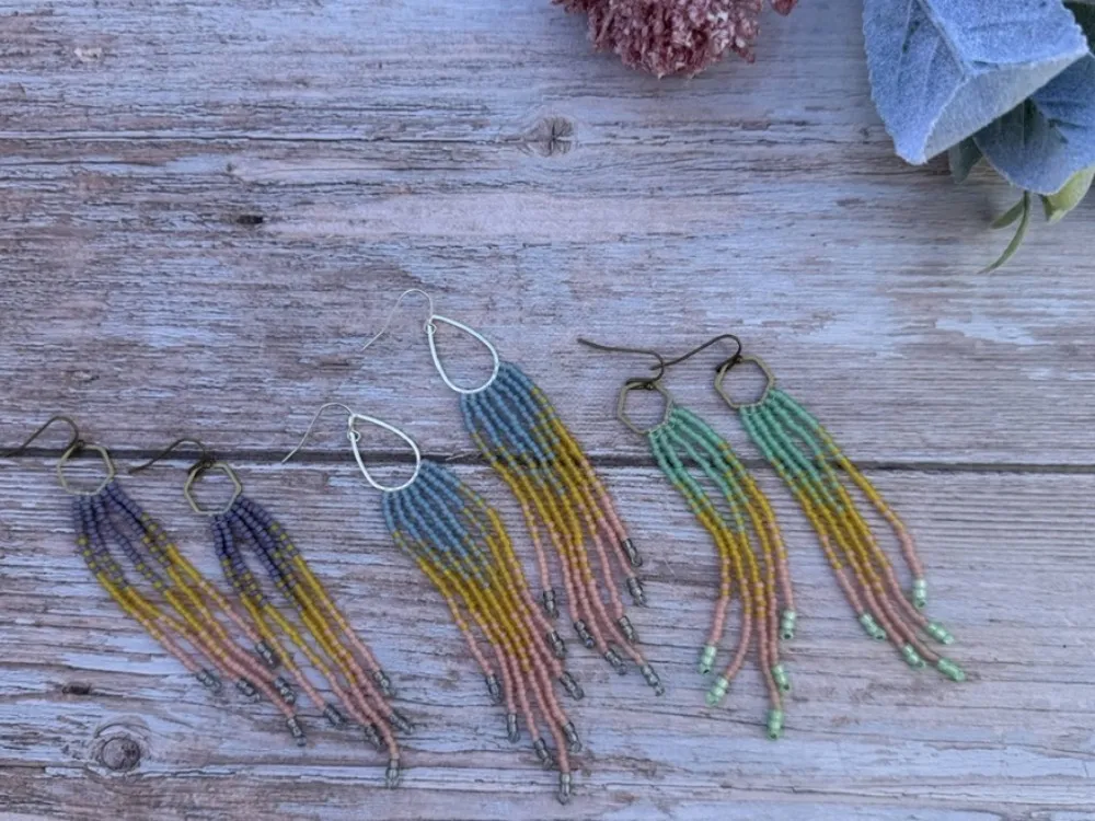 Beaded Long Fringe earrings - 1