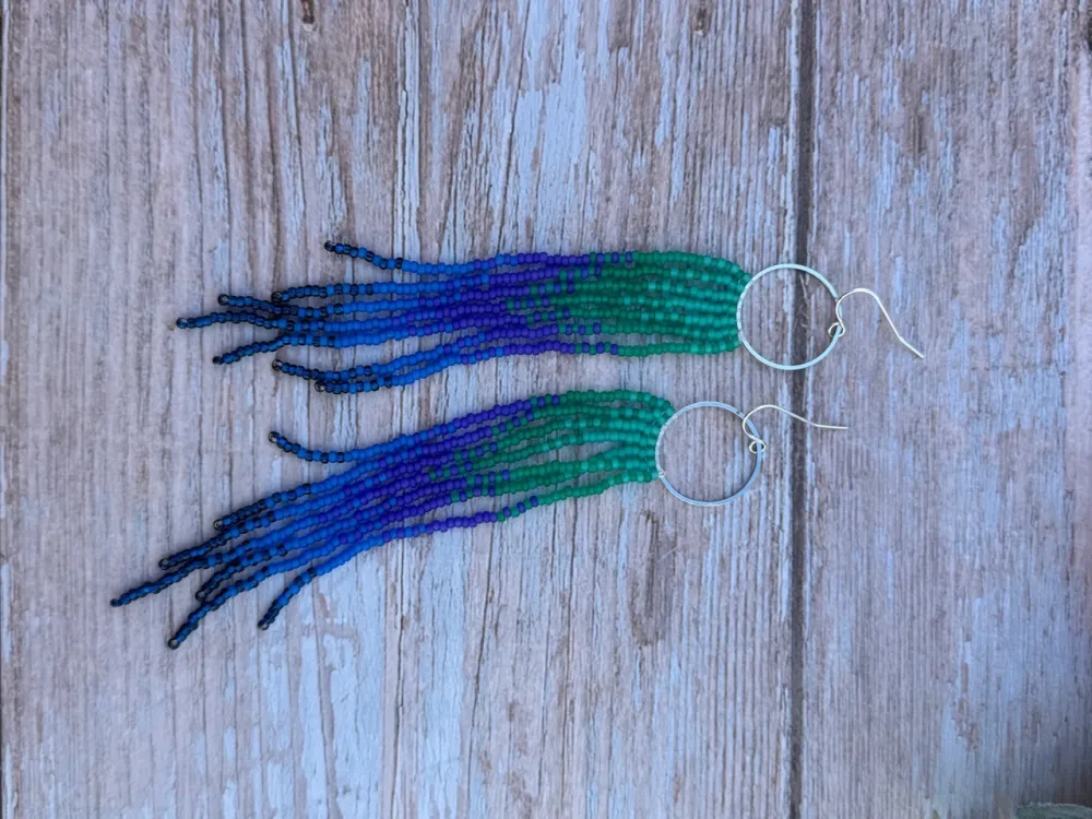 Long Beaded Fringe Earring - 2