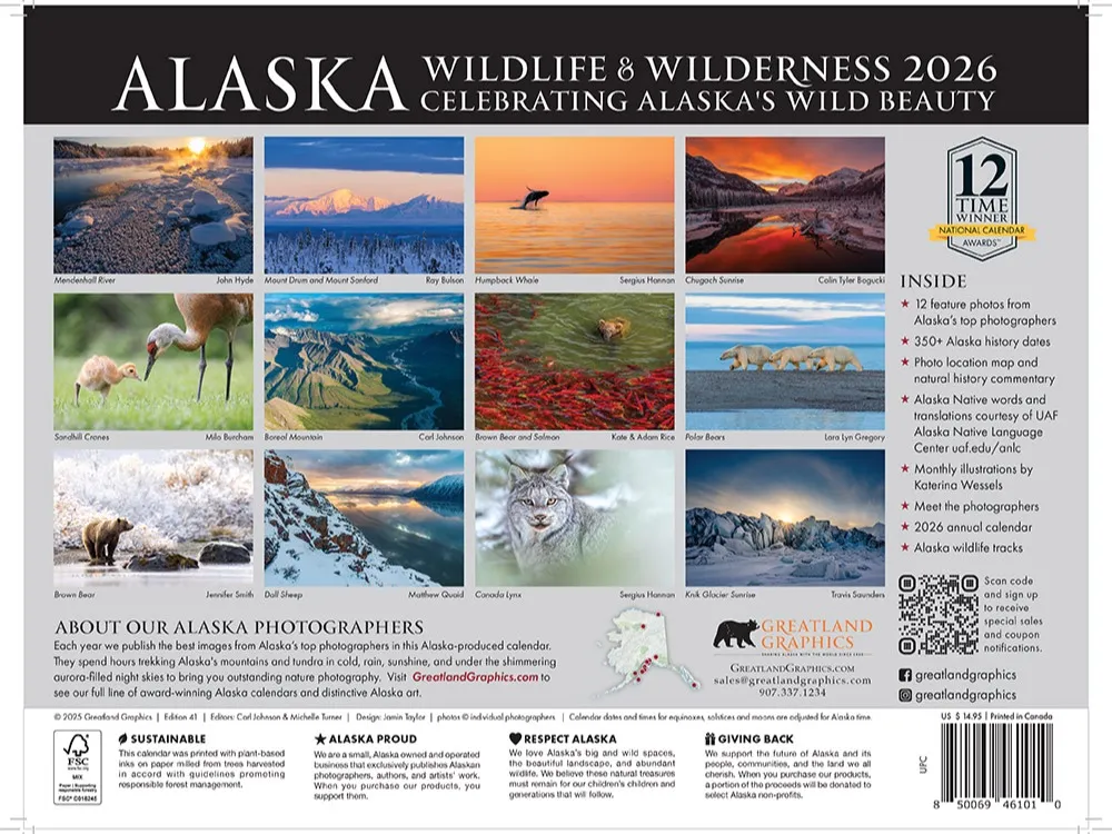 2026 Alaska Wildlife and Wilderness Calendar - 2