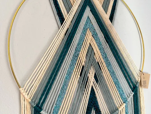 Blues & Cream 24” hoop wall hanging