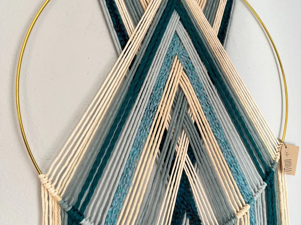 Blues & Cream 24” hoop wall hanging
