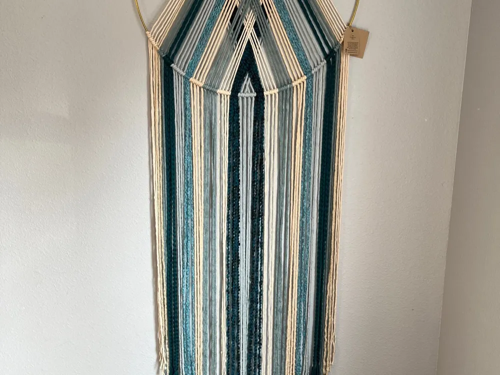 Blues & Cream 24” hoop wall hanging - 2