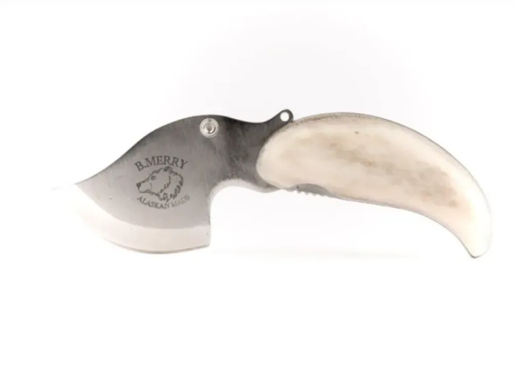 Bob Merry Caribou Antler Mini Pocket Ulu - 5