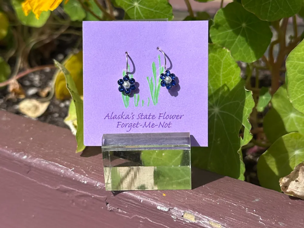 Forget-me-not Alaska State Flower Dangly Earrings - Large - 2