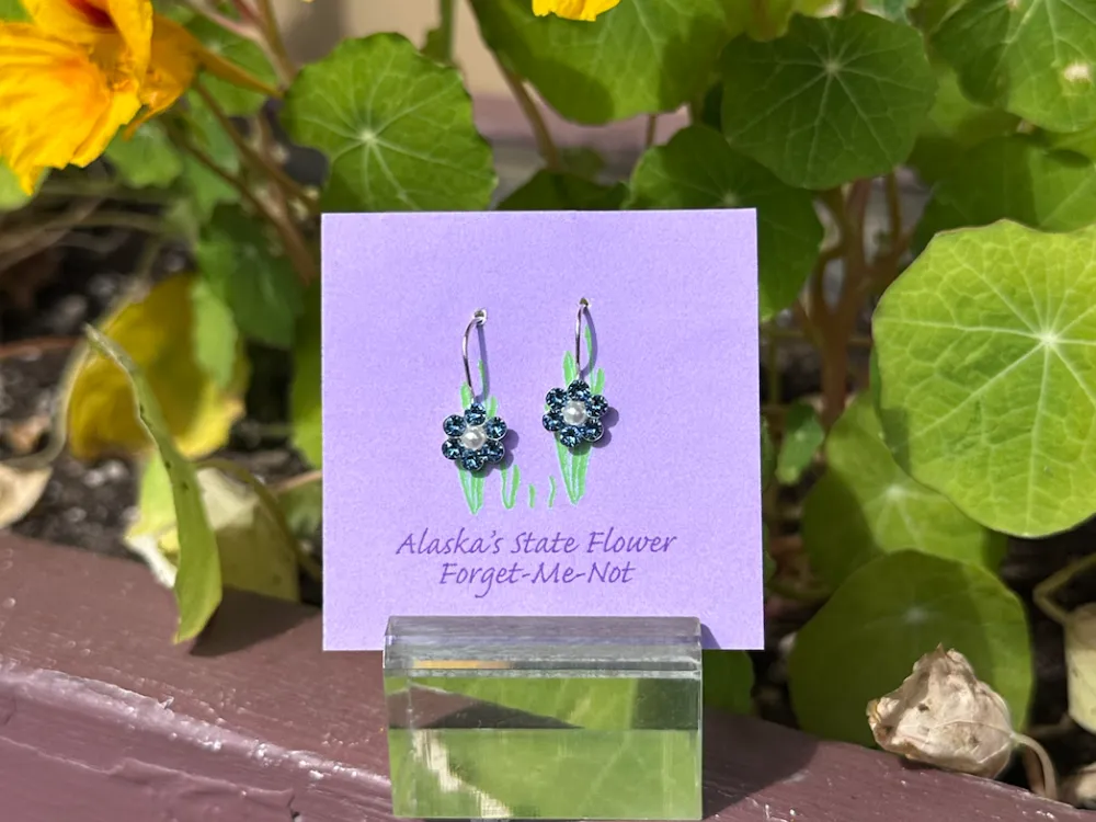 Forget-me-not Alaska State Flower Dangly Earrings - Large - 3