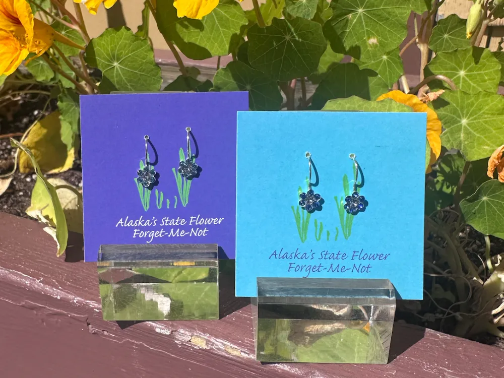 Forget-me-not Alaska State Flower Dangly Earrings - Small - 1