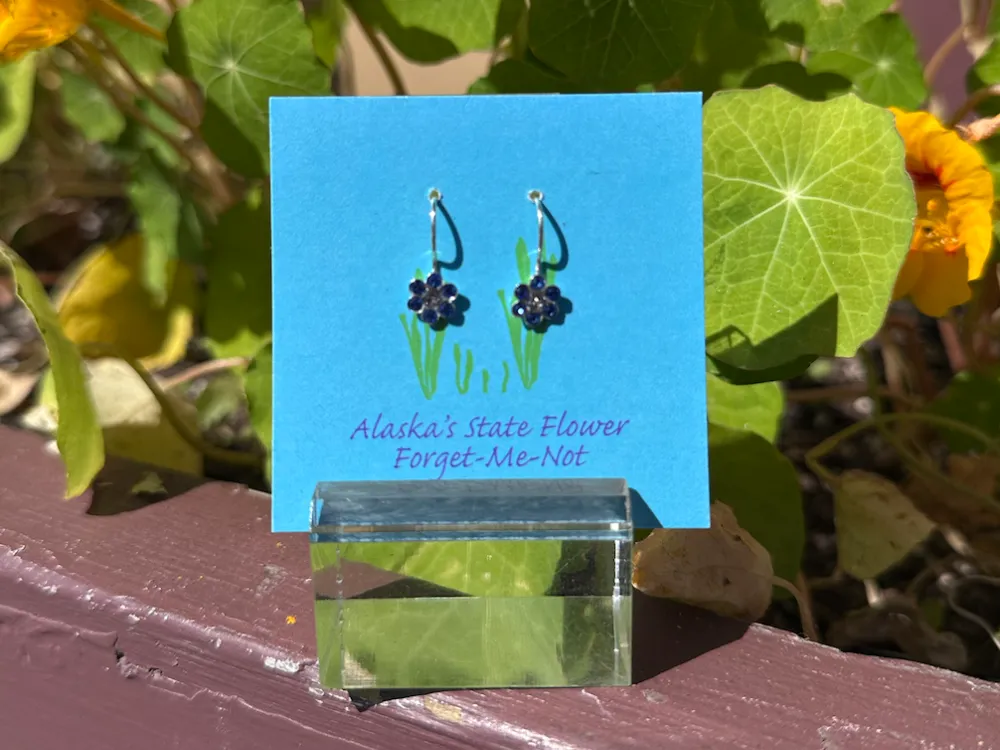 Forget-me-not Alaska State Flower Dangly Earrings - Small - 3