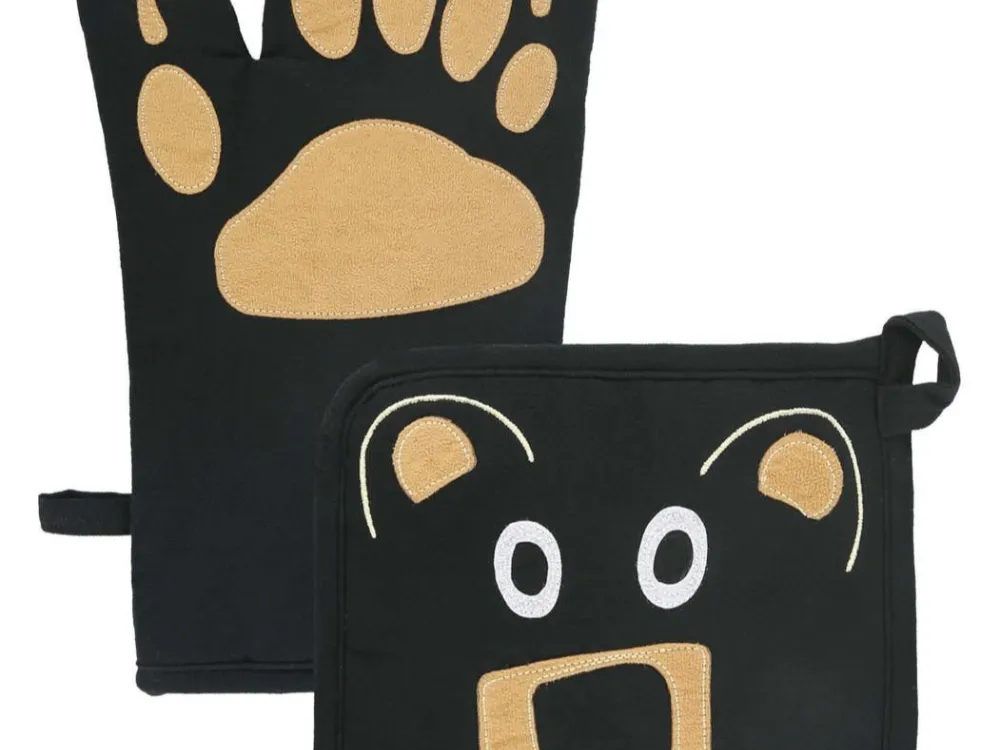 Black Bear Pot Holder/Hot pad and Oven Mitt Combo Pack - 1