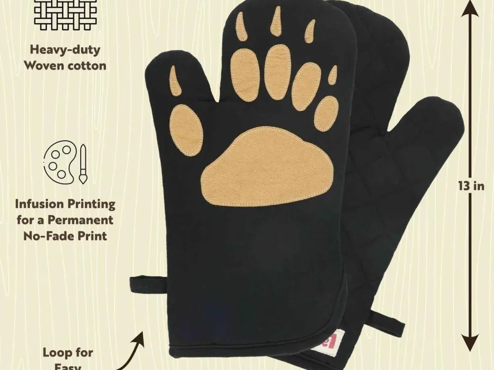 Black Bear Pot Holder/Hot pad and Oven Mitt Combo Pack - 3