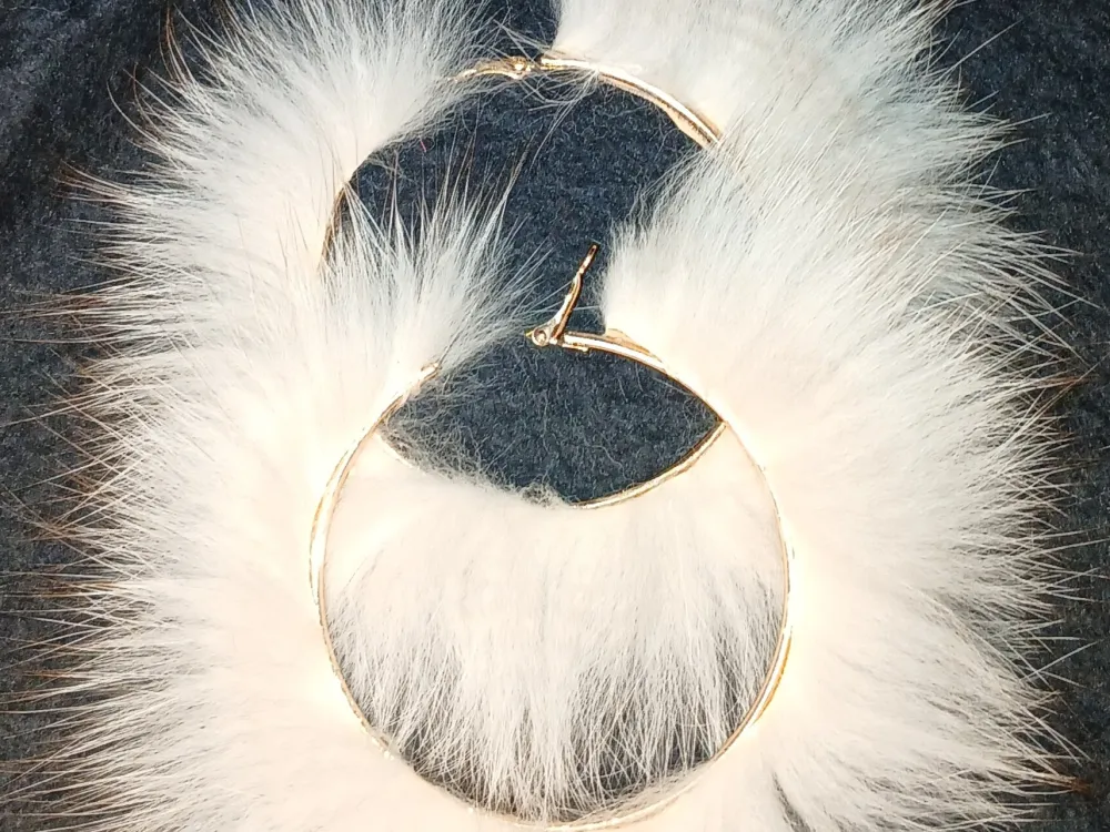 Arctic White Fox Pom Poms & Hoops  (Local Favorite) - 3
