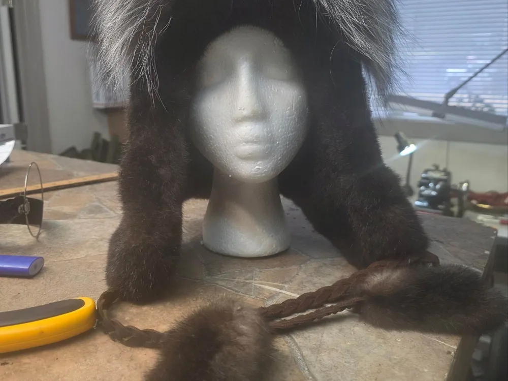 Sea Otter, Silver Fox Fur Trapper Hat - 1