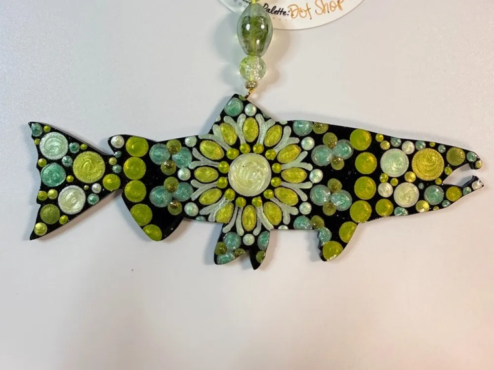 Salmon Dot Mandala Ornament - 1