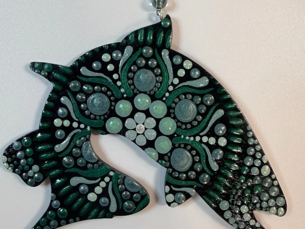 Salmon Dot Mandala Ornament - 1