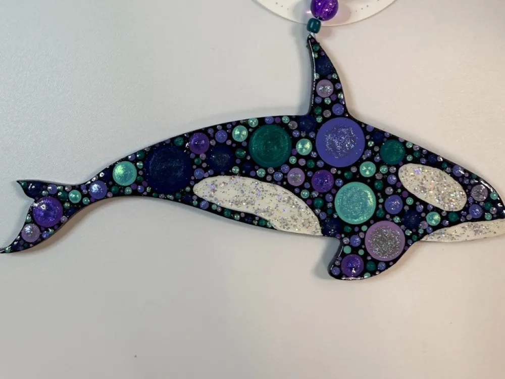 Orca Dot  Painted Ornament - 1