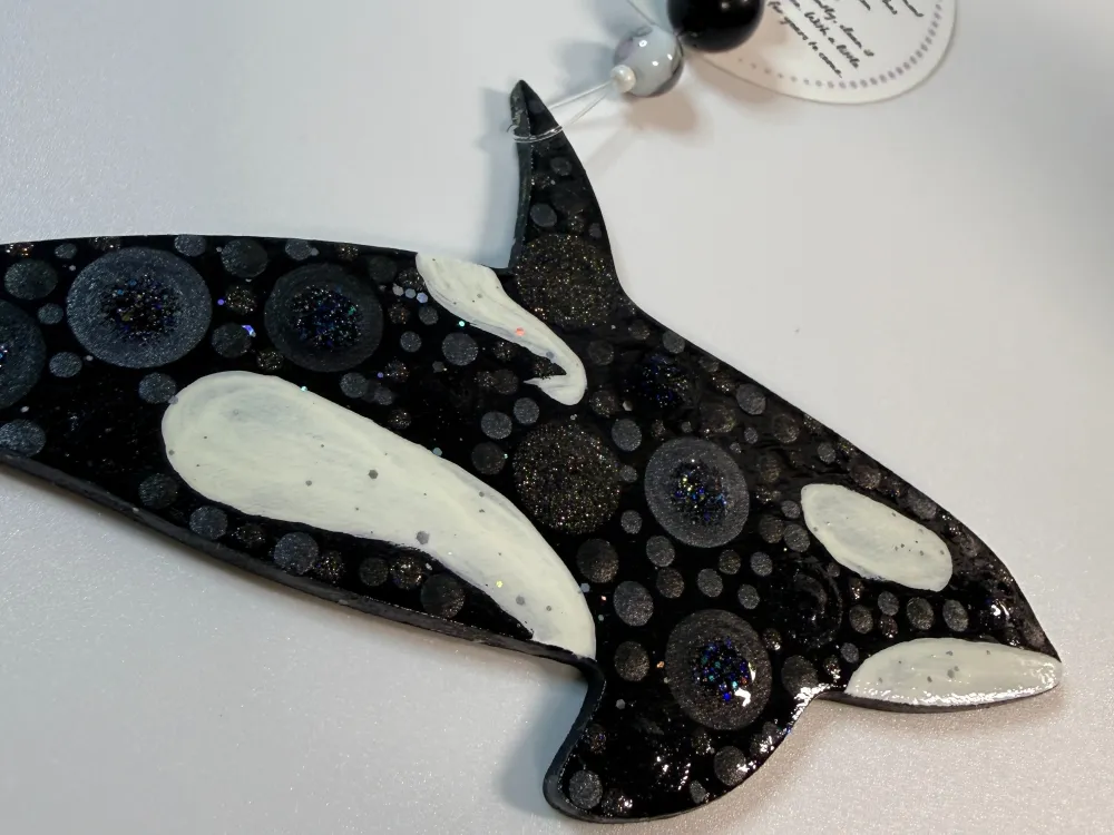 Orca Dot  Painted Ornament - 2