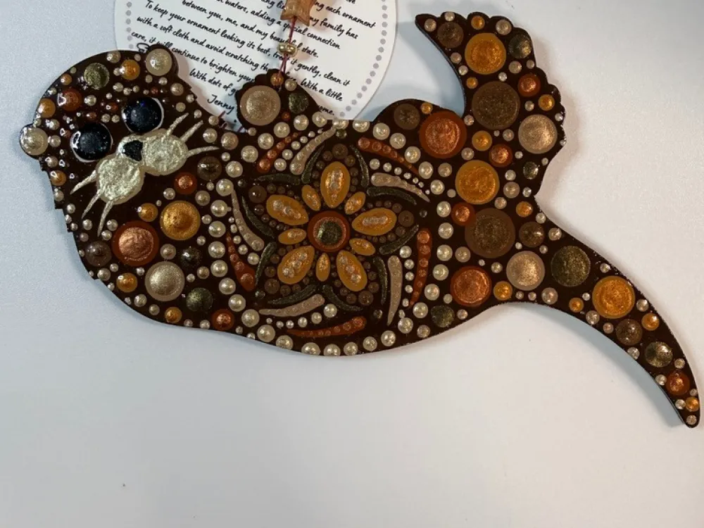 Otter Dot Mandala Painted Ornament - 1