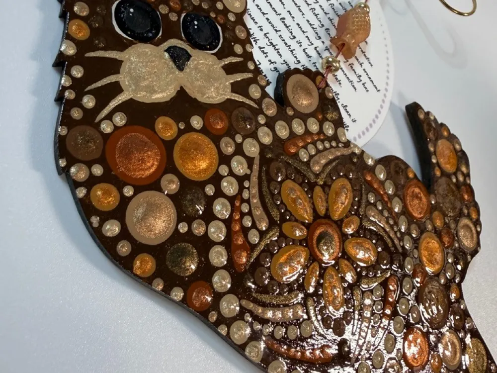 Otter Dot Mandala Painted Ornament - 2