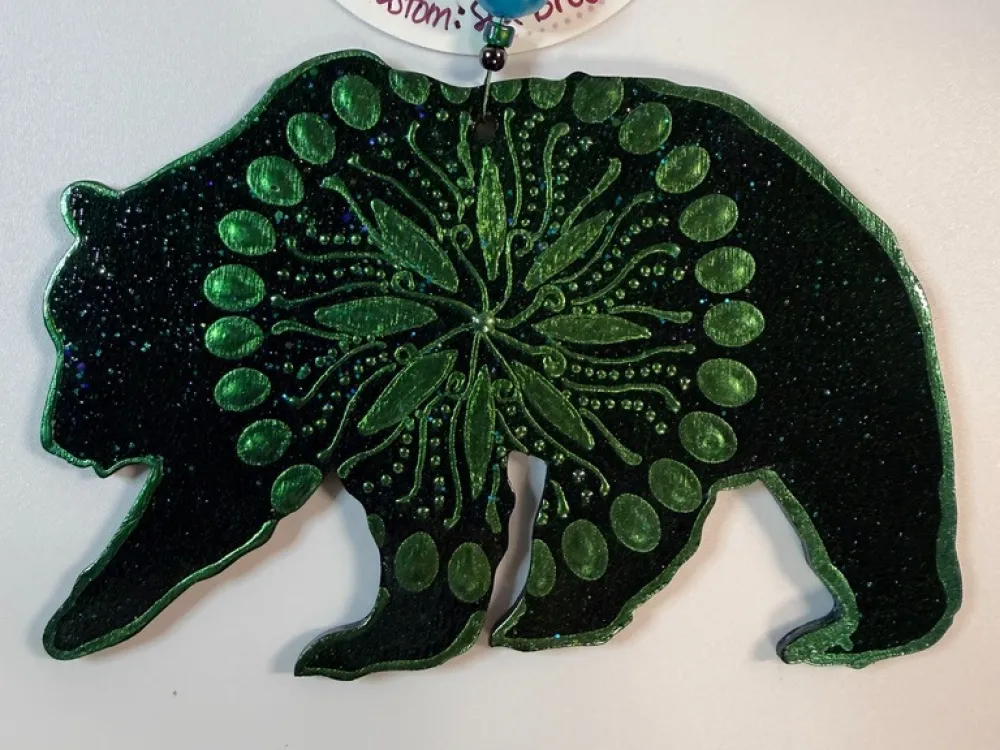 Bear Dot Mandala Painted Ornament - 1