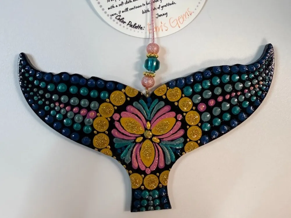 Whale Tail Dot Mandala Ornament - 1
