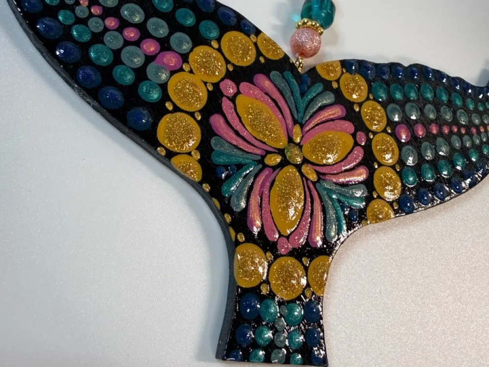 Whale Tail Dot Mandala Ornament - 2